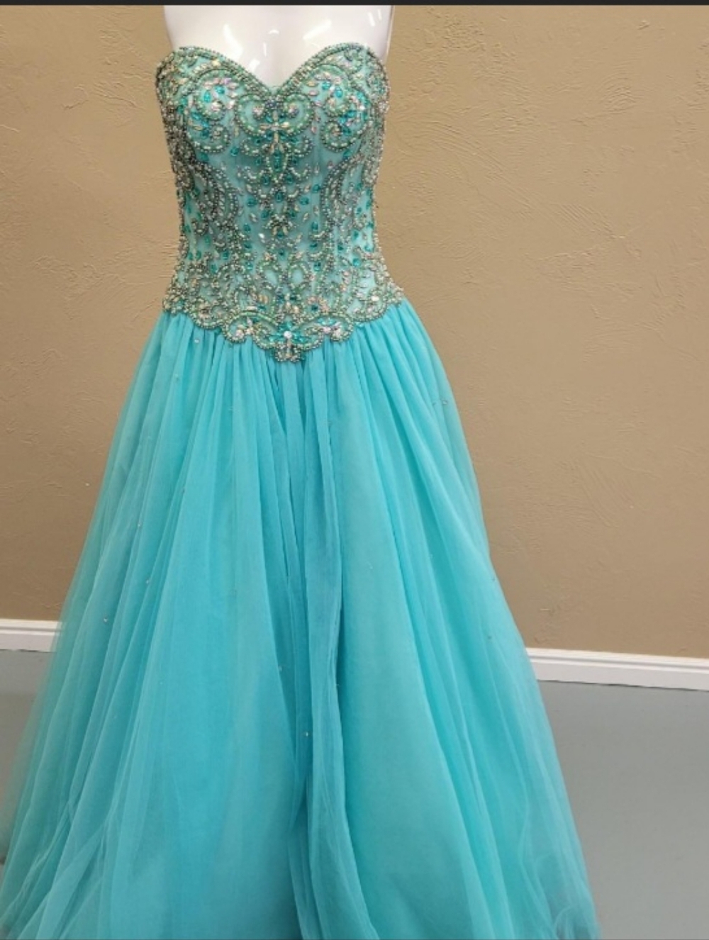 Size Medium  Aqua Ball Gown Prom Dress
